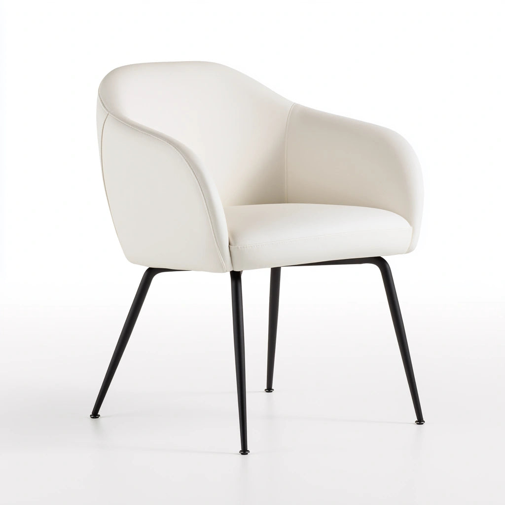 Cavelyx modern dining chair with gray curved bucket seat and sleek lines, perfect for contemporary dining rooms.