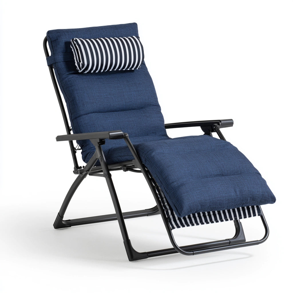 Cavelyx modern white outdoor reclining lounge chair with sleek lines, perfect for relaxing in a contemporary outdoor setting.